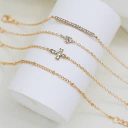 4pcs Fashionable Cubic Zirconia Cross & Heart Decor Multi-Layer Bracelet Set For Women, Birthday Party Jewelry, Best Gift