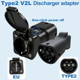 Type2 V2L Discharger 16A EU Socket Power off Button for BYD MG Geely Jaecoo Omoda LEAPMOTOR GWM ZEEKR XPENG EV Discharge Adaptor