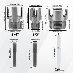 3 Pcs Internal & External Pipe Threading Tool, Function Pipe Thread Cutting Tool for 1/2" & 3/4"& 1" PVC/Plastic Pipes