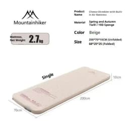 Thickened sponge pad, portable outdoor mattress, with integrated air pump for inflation and deflation, self-inflating mattress
