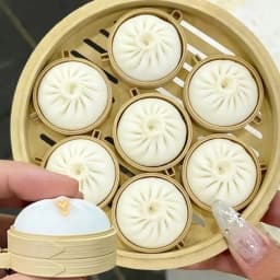 Simulation Bun Keyboard Clicker Keychain Mini Steamed Bun Stress Relief Sensory Fidget Toys for Autism ADHD Decompression Toy