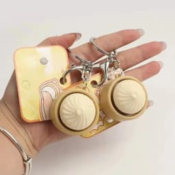 Simulation Bun Keyboard Clicker Keychain Mini Steamed Bun Stress Relief Sensory Fidget Toys for Autism ADHD Decompression Toy