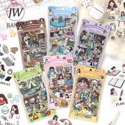 JIANWU Good Collection Book Series Vintage Life Character Landscape Material Collage PET Sticker Creative DIY Journal Stationery