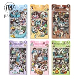 JIANWU Good Collection Book Series Vintage Life Character Landscape Material Collage PET Sticker Creative DIY Journal Stationery