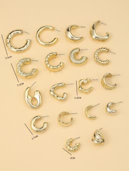 6pairs-18pairs Fashionable Golden-Plated Lightweight Plastic Material Earrings Set,Minimalist Style For Women's Daily Dressing