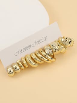 6pairs-18pairs Fashionable Golden-Plated Lightweight Plastic Material Earrings Set,Minimalist Style For Women's Daily Dressing