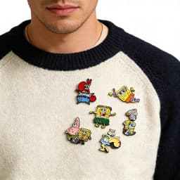 6pcs SpongeBob Enamel Pin Set Cartoon Brooches Metal Badges for Backpack Clothing Jewelry Collection Holiday Gift for Friends