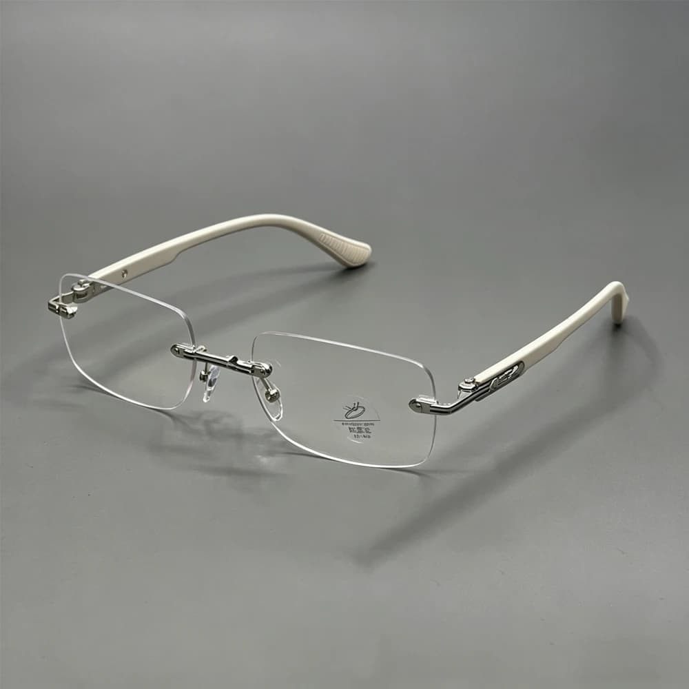 Luxury Rimless Blue Light Blocking Glasses Men Women Titanium Alloy Frame Lightweight Comfortable Anti Eye Strain Computer Eyegl