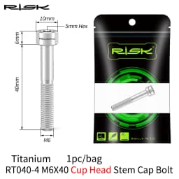 RISK 1PCS M6x30 M6x35 M6x40 M6x50mm Bicycle Headset Bolts Titanium Stem Cap Screws for Mountain MTB Road Bike M6*30/35/40/50mm