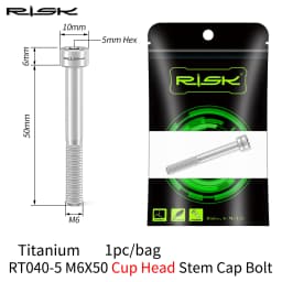 RISK 1PCS M6x30 M6x35 M6x40 M6x50mm Bicycle Headset Bolts Titanium Stem Cap Screws for Mountain MTB Road Bike M6*30/35/40/50mm
