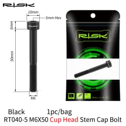 RISK 1PCS M6x30 M6x35 M6x40 M6x50mm Bicycle Headset Bolts Titanium Stem Cap Screws for Mountain MTB Road Bike M6*30/35/40/50mm