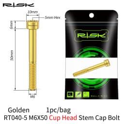 RISK 1PCS M6x30 M6x35 M6x40 M6x50mm Bicycle Headset Bolts Titanium Stem Cap Screws for Mountain MTB Road Bike M6*30/35/40/50mm