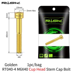RISK 1PCS M6x30 M6x35 M6x40 M6x50mm Bicycle Headset Bolts Titanium Stem Cap Screws for Mountain MTB Road Bike M6*30/35/40/50mm