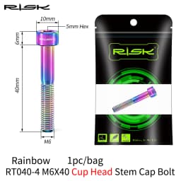 RISK 1PCS M6x30 M6x35 M6x40 M6x50mm Bicycle Headset Bolts Titanium Stem Cap Screws for Mountain MTB Road Bike M6*30/35/40/50mm