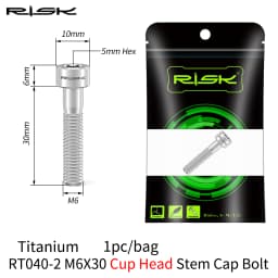 RISK 1PCS M6x30 M6x35 M6x40 M6x50mm Bicycle Headset Bolts Titanium Stem Cap Screws for Mountain MTB Road Bike M6*30/35/40/50mm