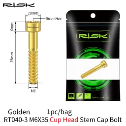 RISK 1PCS M6x30 M6x35 M6x40 M6x50mm Bicycle Headset Bolts Titanium Stem Cap Screws for Mountain MTB Road Bike M6*30/35/40/50mm