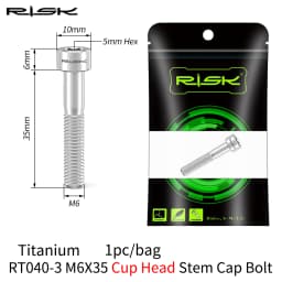 RISK 1PCS M6x30 M6x35 M6x40 M6x50mm Bicycle Headset Bolts Titanium Stem Cap Screws for Mountain MTB Road Bike M6*30/35/40/50mm
