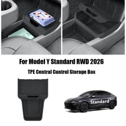 Central Control Storage Box For Tesla Model Y Standard RWD 2026 TPE Center Armrest Storage Box Organizer Trays Car Accessories