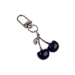 Creative Cherry Keychain for Women Resin Fruit Bag Pendant Pearl Bow Silver Heart Key Ring Backpack Car Ornament Girls Gift