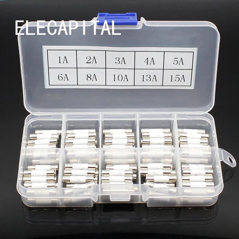 100pcs Ceramic Fuse 5mm X 20mm Slow Blow T 1A 2A 3A 4A 5A 6A 8A 10A 13A 15A 250V