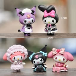 5Pcs-Set Sanrio Cinnamoroll Anime Figure Pochacco Kuromi Pom Purin Hello Kitty Action Toys Model Doll My Melody Gifts