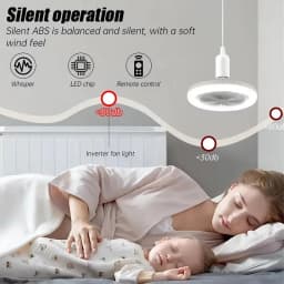 2-in-1 E27 Socket Fan Light Remote Control 85-265V Energy Saving Silent LED Ceiling Fan for Bedroom Kitchen Living Room