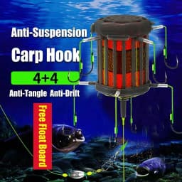 New Bottom Fishing String Hook Bait Cage 8-Hooks Line Group Feeder Sinker Float Fishing Rig for Carp Angling Tackle Accessories
