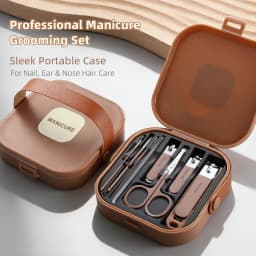 Nail Care Kit Anti-Splatter Manicure Set Stainless Steel Nail Clippers Buffer File Grooming Tools With Travel Case For Men Women