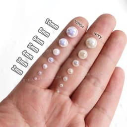 Ivory Beige White AB 2-10mm Imitation Pearl Half Round Beads Flat Back ABS Plastic Glitters For DIY Nail Art Crafts Decoration