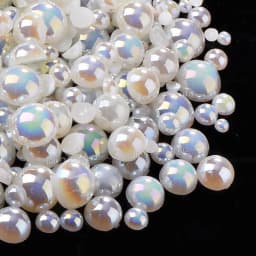 Ivory Beige White AB 2-10mm Imitation Pearl Half Round Beads Flat Back ABS Plastic Glitters For DIY Nail Art Crafts Decoration