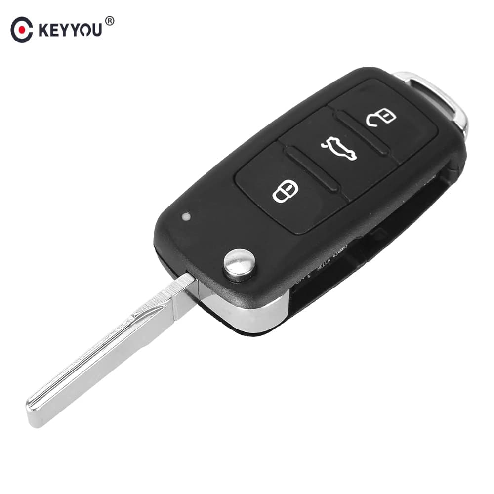 KEYYOU NEW 3 Button For VW For VOLKSWAGEN Tiguan Golf Sagitar Polo MK6 Flip Fob Remote Folding Key Shell Uncut Blade