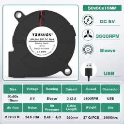 5015 5cm DC 5V 12V 24V 2Pin Dual Ball/Hydraulic Bearing Brushless Cooling Turbine Blower Fan 50mm x 15mm Blower Cooler Fan