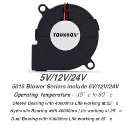 5015 5cm DC 5V 12V 24V 2Pin Dual Ball/Hydraulic Bearing Brushless Cooling Turbine Blower Fan 50mm x 15mm Blower Cooler Fan