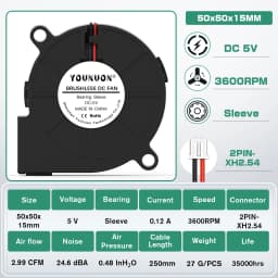 5015 5cm DC 5V 12V 24V 2Pin Dual Ball/Hydraulic Bearing Brushless Cooling Turbine Blower Fan 50mm x 15mm Blower Cooler Fan