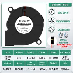 5015 5cm DC 5V 12V 24V 2Pin Dual Ball/Hydraulic Bearing Brushless Cooling Turbine Blower Fan 50mm x 15mm Blower Cooler Fan