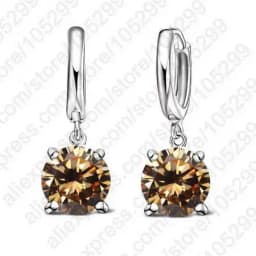 Real 925 Pure Sterling Silver Dangle Earrings CZ Crystal Big Round Earrings For Women Girls Gift Fashion Jewelry