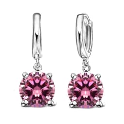 Real 925 Pure Sterling Silver Dangle Earrings CZ Crystal Big Round Earrings For Women Girls Gift Fashion Jewelry