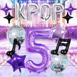 15pcs K-Pop Music Theme Birthday Balloon Decoration Set—Ideal for K-Pop Themed Birthday Parties, Social Media Video Backdrops