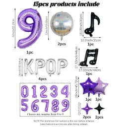 15pcs K-Pop Music Theme Birthday Balloon Decoration Set—Ideal for K-Pop Themed Birthday Parties, Social Media Video Backdrops