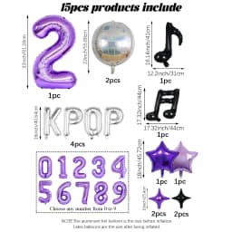 15pcs K-Pop Music Theme Birthday Balloon Decoration Set—Ideal for K-Pop Themed Birthday Parties, Social Media Video Backdrops