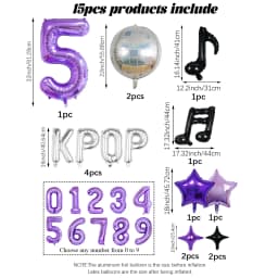 15pcs K-Pop Music Theme Birthday Balloon Decoration Set—Ideal for K-Pop Themed Birthday Parties, Social Media Video Backdrops