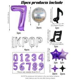 15pcs K-Pop Music Theme Birthday Balloon Decoration Set—Ideal for K-Pop Themed Birthday Parties, Social Media Video Backdrops