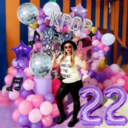 15pcs K-Pop Music Theme Birthday Balloon Decoration Set—Ideal for K-Pop Themed Birthday Parties, Social Media Video Backdrops