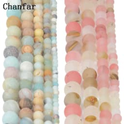 Polish Round Matte Frosted Tiger Eye Turquoises Agates Natural Stone Beads Amazonite Loose Beads for Bracelet Jewelry Making