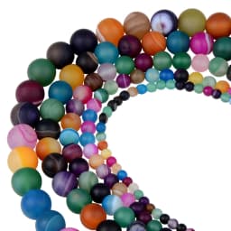 Polish Round Matte Frosted Tiger Eye Turquoises Agates Natural Stone Beads Amazonite Loose Beads for Bracelet Jewelry Making