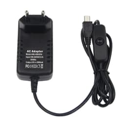 5V 3A Raspberry Pi 3B+ 3B Power Supply with Switch Button Power Adapter Micro USB Port for Pi Zero 2 W Orange Pi Zero 3 LTS