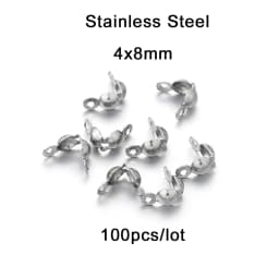 100-200pcs Connector Clasp Fitting 4*7mm Ball Chain Calotte End Crimps Beads Connector Components For DIY Jewelry Making Supplie