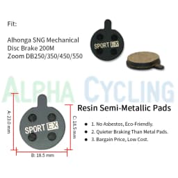 Bicycle Disc Brake Pads for ZOOM5 ZOOM DB Series ZOOM ONE Caliper, 4 Pairs, Sport EX Class, Resin