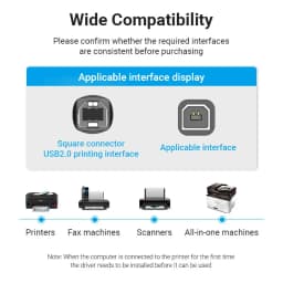 Vention USB Printer Cable USB Type B Male to A Male USB 2.0 Cable for Canon Epson HP ZJiang Label Printer USB 2.0 Printer Cable