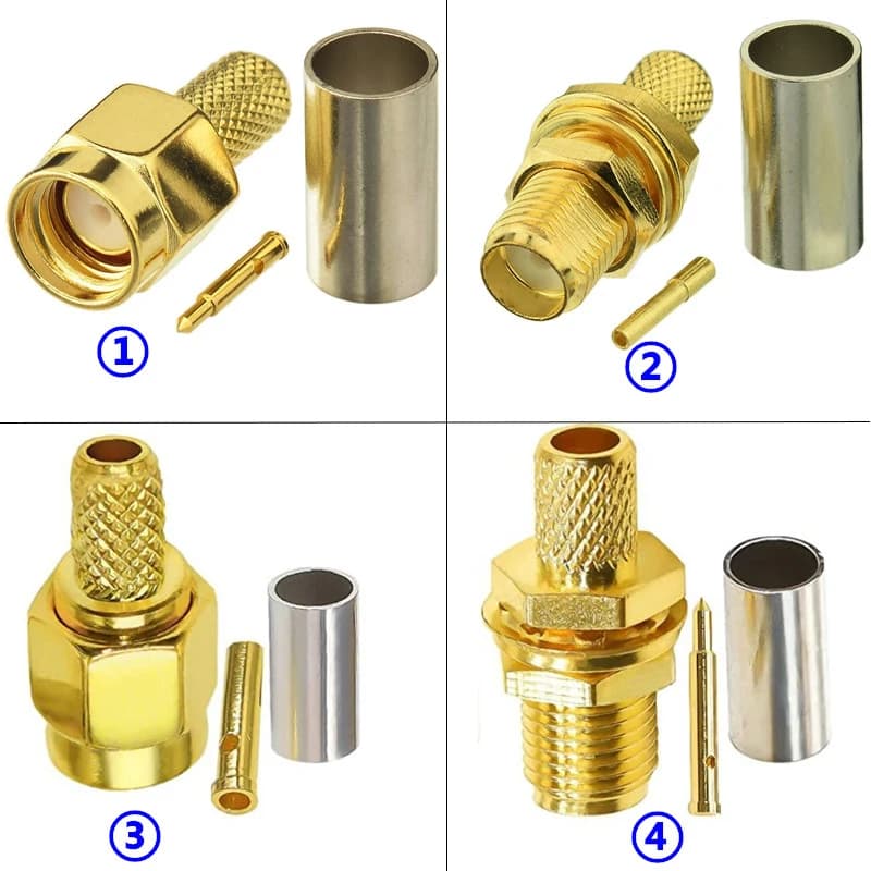 10pcs SMA Male Plug SMA Female RP SMA Male Female Connector Crimp for RG58 LMR195 RG142 RG400